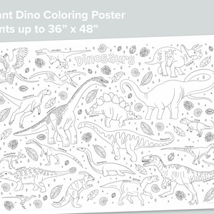 Dinosaur Giant Coloring Poster | Homeschool Printables | Black and White Large Coloring Pages | Preschool Dinosaur Activities