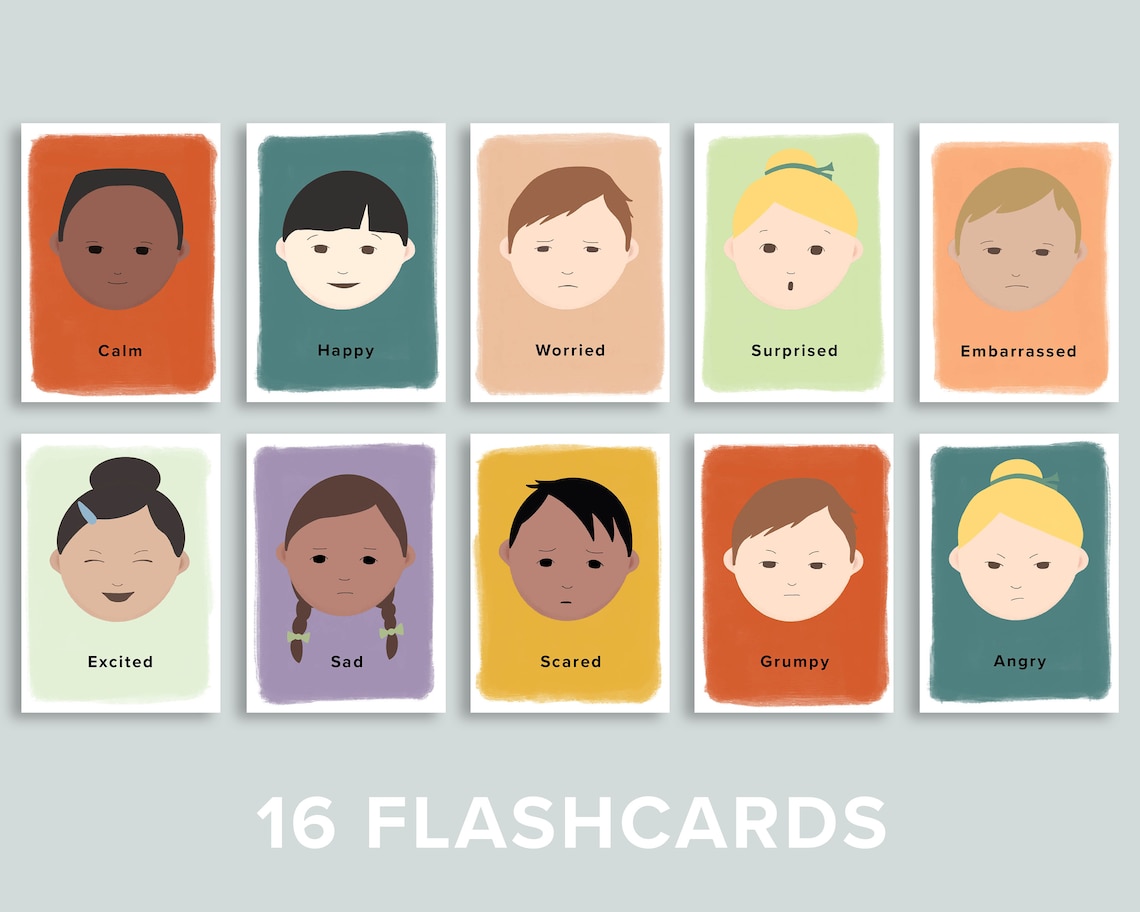 Emotions Flashcards Printable Feelings Flash Cards Etsy Australia