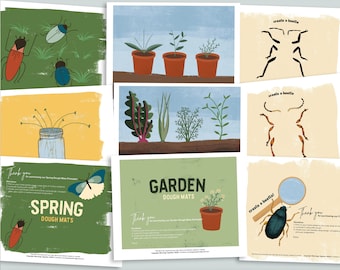 Playdough Mats BUNDLE | 30 Pages Printable | Spring Beetle Plants | Homeschool Printables Nature Activities Dough Mats Toddler Create a Face
