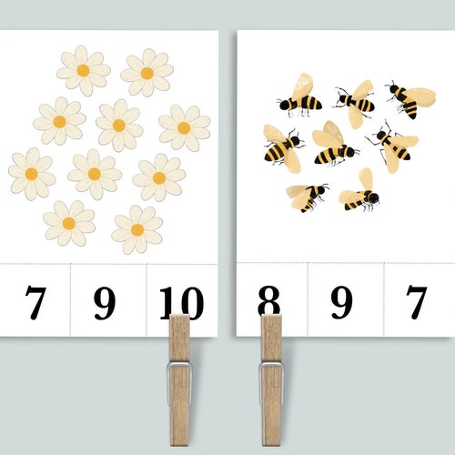 Bee Count and Clip Number Cards 1-10 Spring Nature - Etsy