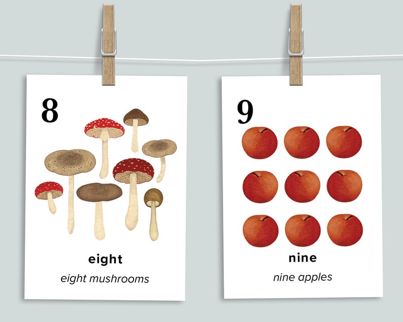 autumn nature number cards printable fall homeschool etsy