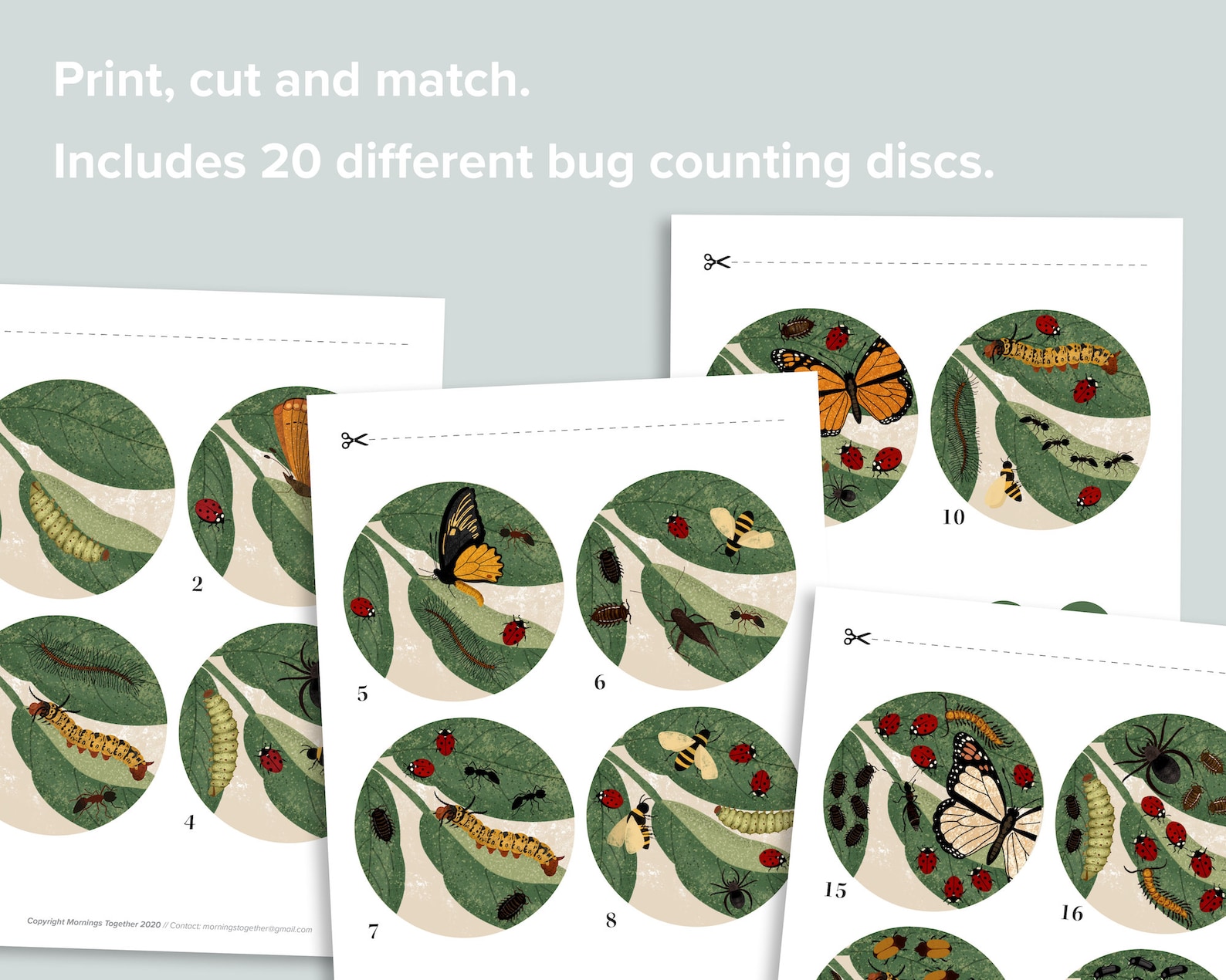 1-20 Bug Counting Activity | Preschool Nature Busy Book Pages | Numbers ...