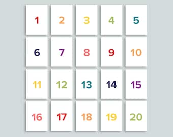 Number Cards 1-20 Printable | Preschool Homeschool Classroom | Math Counting Minimalist 123 Flashcards Printed Numbers One Ten Twenty