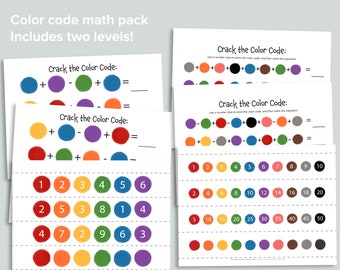 Crack the Color Code! Math Game | Homeschool Math Games Printable | Simple Equations Learning Activity