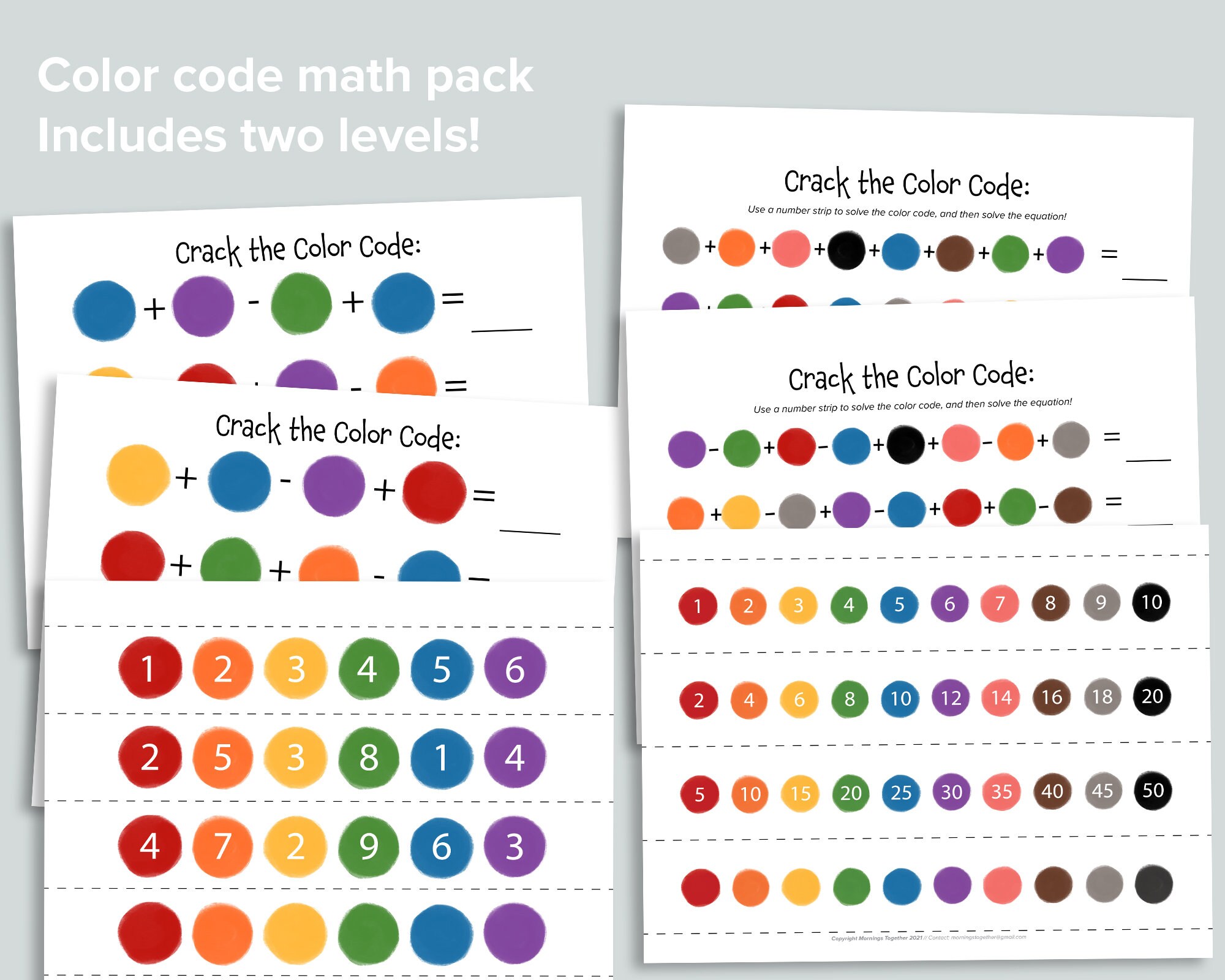 Crack the Color Code! Math Game | Homeschool Math Games Printable | Simple Equations Learning Activity