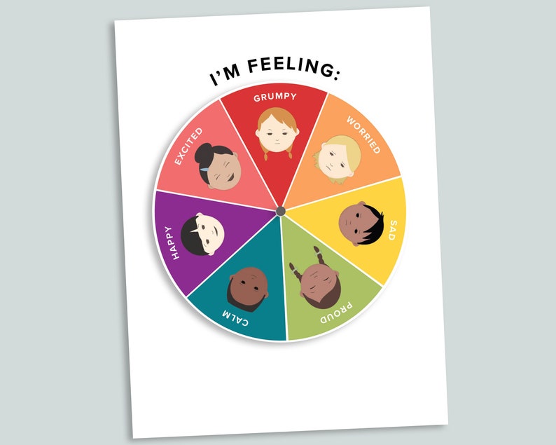 emotions spinner wheel printable feelings flash cards etsy