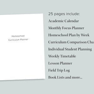 Homeschool Curriculum Planner Printable | Minimalist Teacher Subject Planning | Minimal Weekly Monthly Homeschooler Printables Download