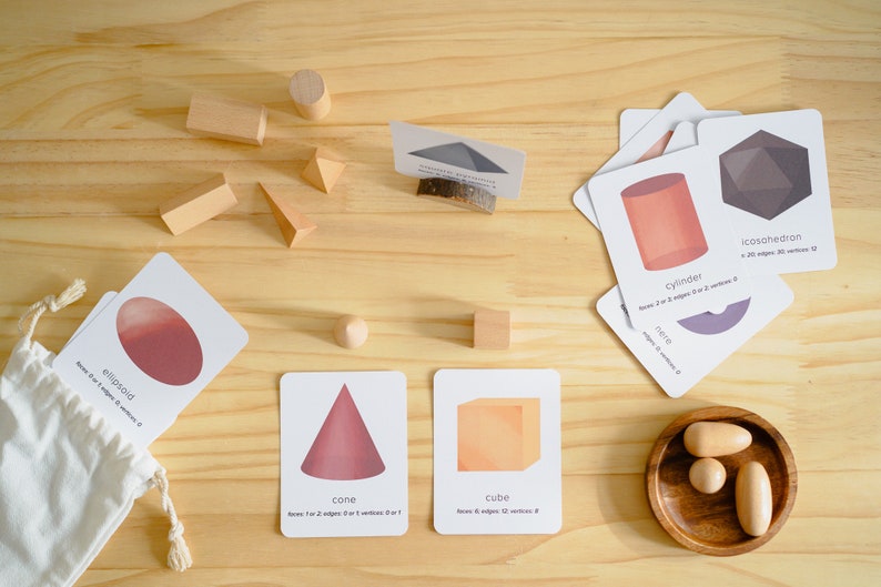 Minimalist 3D Shapes Flashcards Printable | Modern Geometry Basic Shape ...