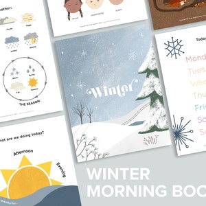 Winter Preschool Circle Time Morning Menu Book | Printable Calendar Pages | Homeschool Printables Nature Poems Poetry Tea Time