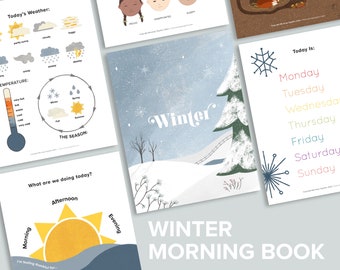 Winter Preschool Circle Time Morning Menu Book | Printable Calendar Pages | Homeschool Printables Nature Poems Poetry Tea Time