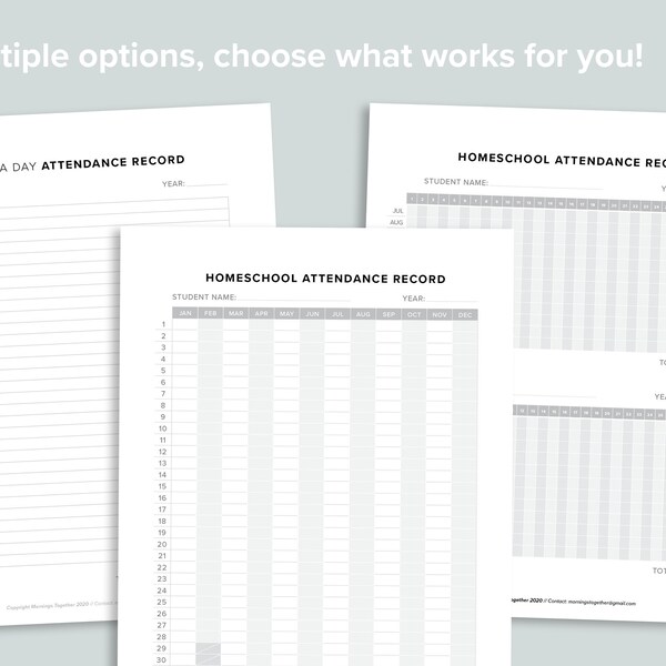 Homeschool Attendance Record Printable Page | Homeschooler Records Planner Tracker Sheet | Planning Printables Download | State Guidelines