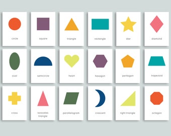 Tarjetas didácticas de formas minimalistas imprimibles / Tarjetas flash de formas básicas modernas / Preescolar Educación en el hogar Aula Conceptos básicos minimalistas para niños pequeños