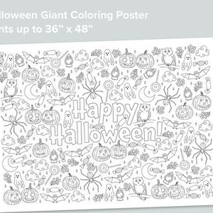 Giant Halloween Coloring Poster | Homeschool Printables | Black and White Large Coloring Pages ...