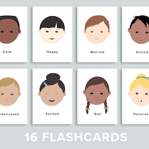 Flashcards de emoções para impressão | Cartões Flash de Sentimentos | Cesta matinal pré-escolar do jardim de infância | Imprimíveis para ensino em casa | Diversidade para crianças