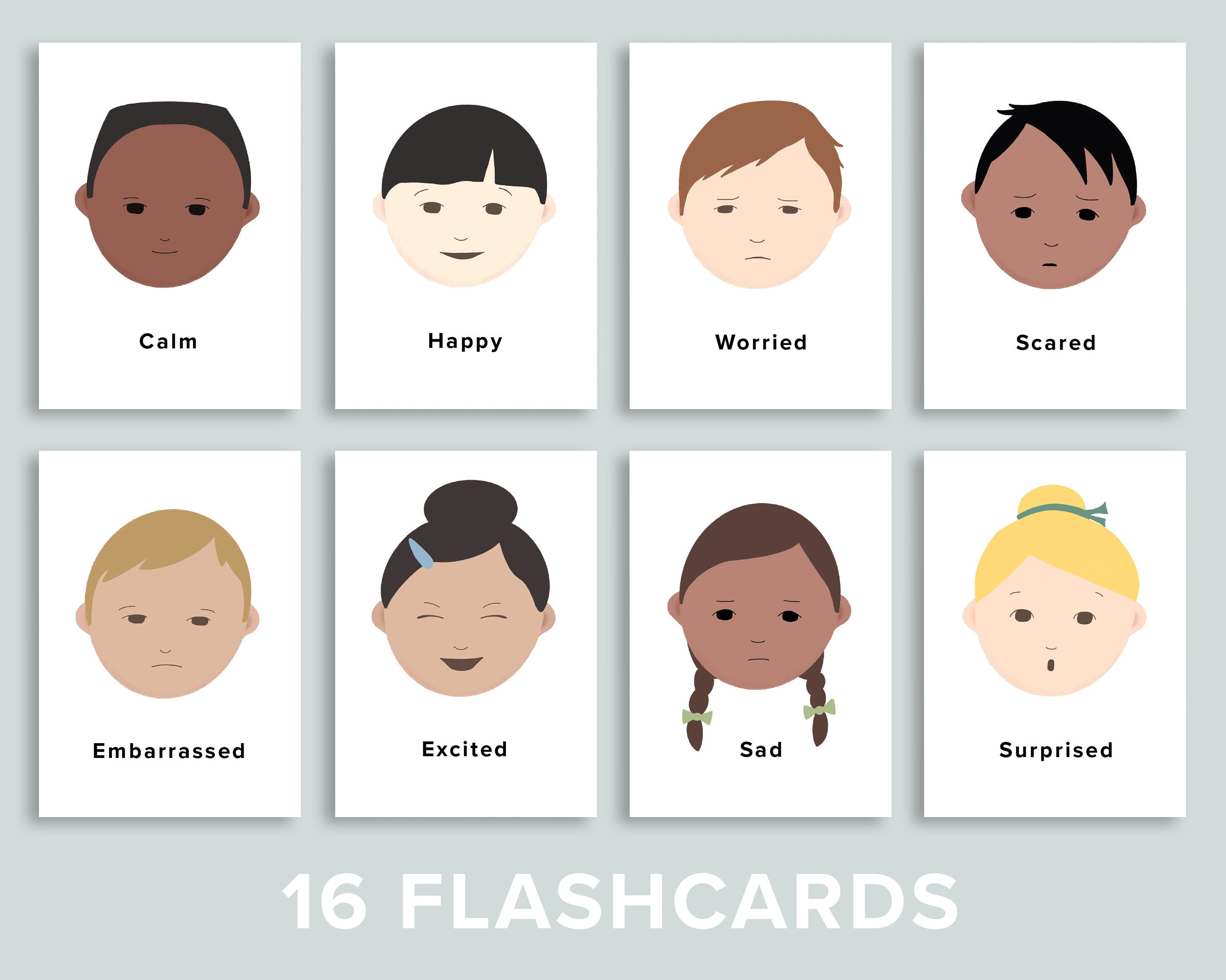 EMOTIONS and Feelings printable flashcards for kids, 28 Emotions flashcards