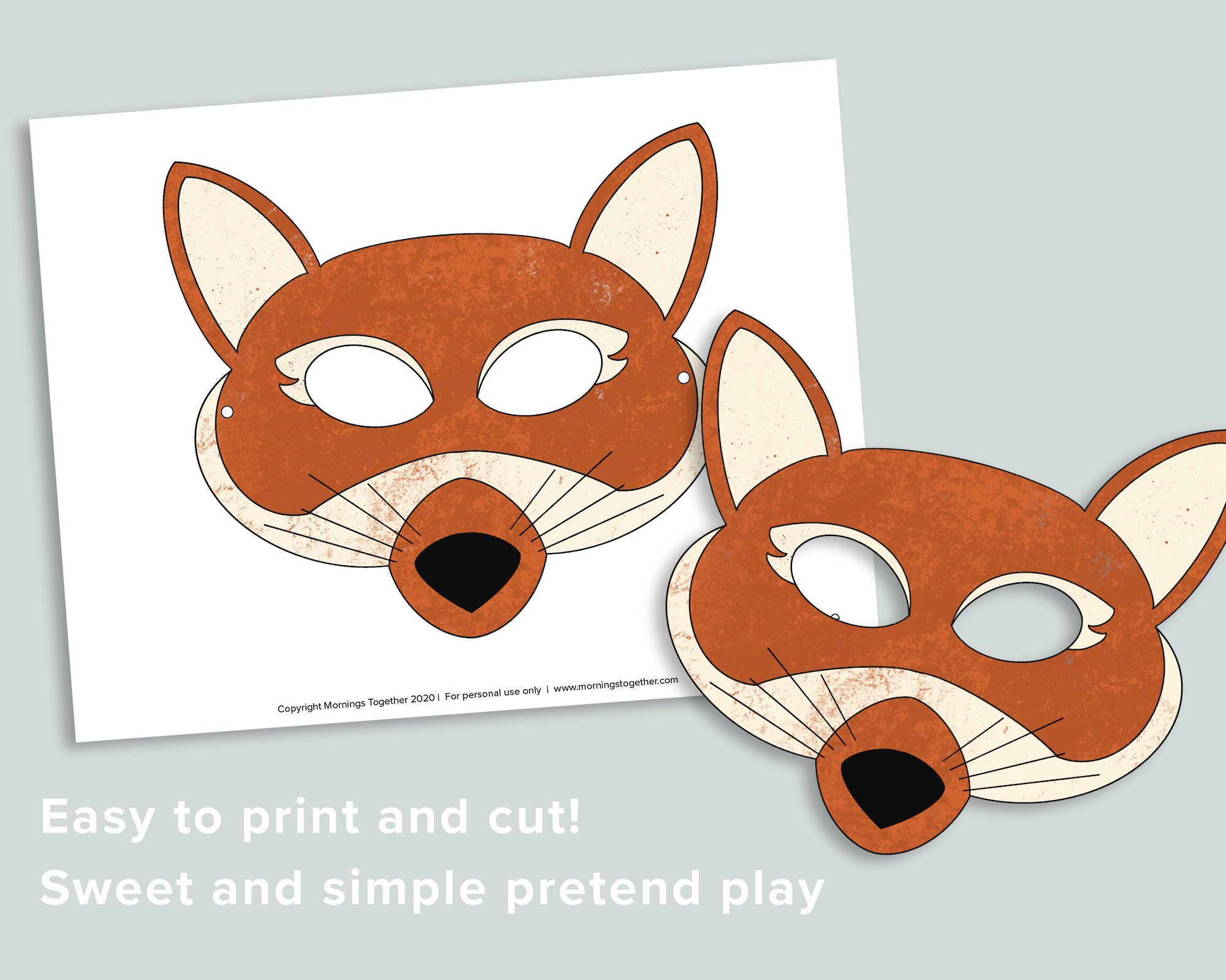 Woodland animal masks - Printable kids craft template - Happy