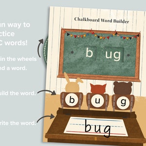 CVC Word Builder | homeschool printables | phonics read practice | easy beginning reading alphabet activity| sight word families printable