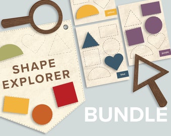 Shape Explorer Printable Bundle | Shapes Scavenger Hunt | Busy Book Activity Worksheets Homeschool Printables Educational Preschool Toddler