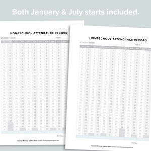 Homeschool Attendance Record Printable Page Homeschooler Records ...