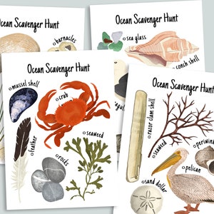 Schnitzeljagd Strand Meer Printable | Charlotte Mason Homeschool Printables | Sea Hunt Suche |  Outdoor Geburtstagskind Party Aktivität