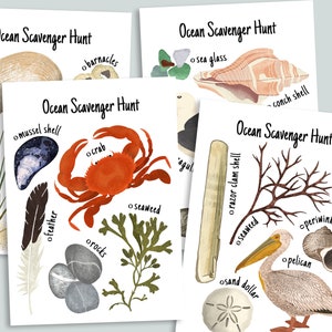 Ocean Scavenger Hunt Beach Printable | Charlotte Mason Homeschool Printables | Sea Hunt Search |  Outdoor Birthday Kid's Party Activity