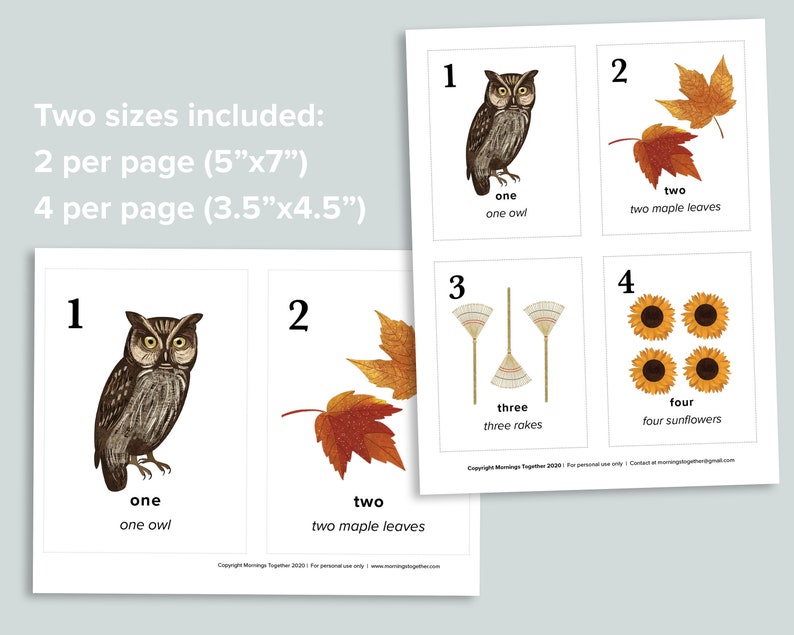 autumn nature number cards printable fall homeschool etsy