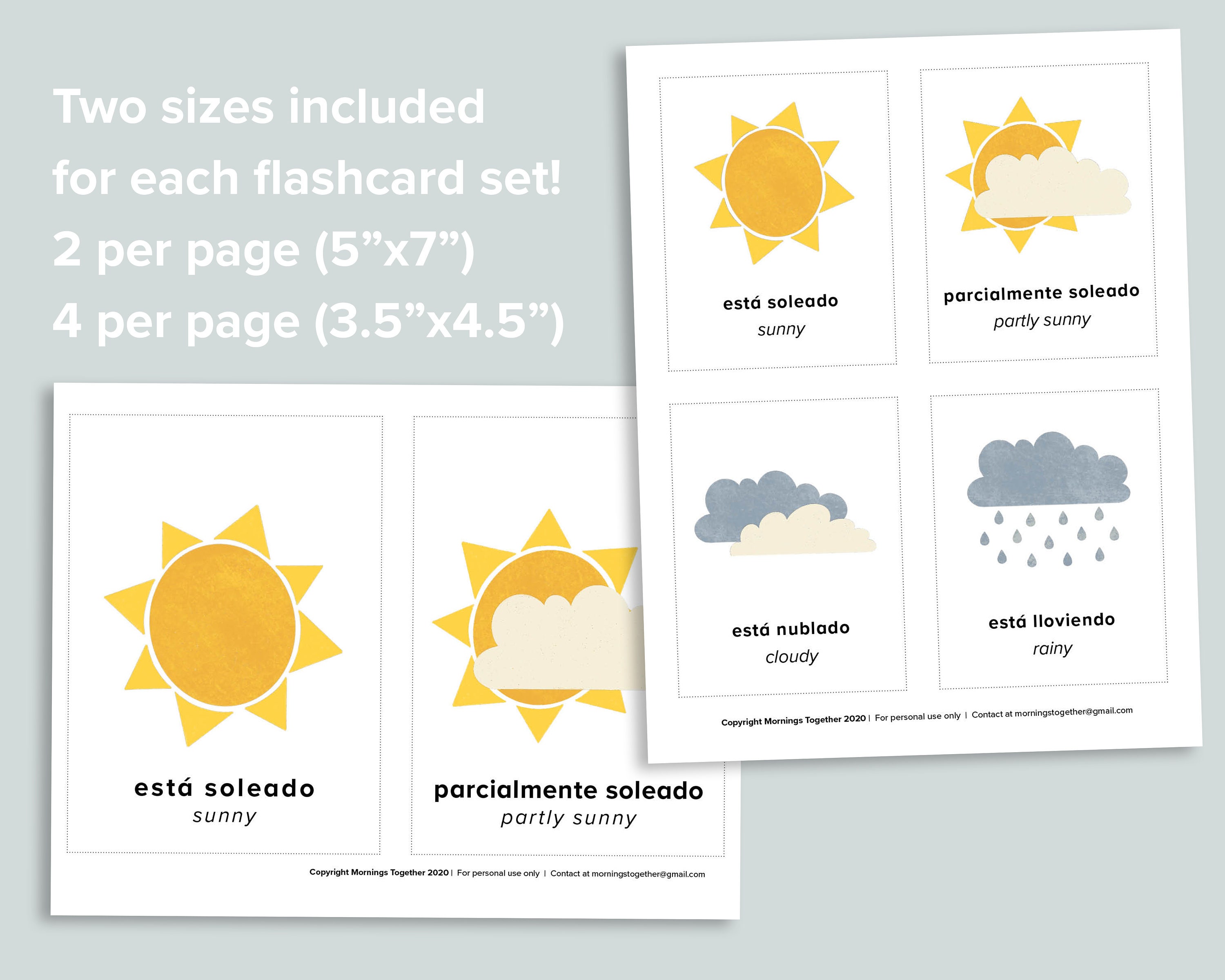 Spanish & English Weather Flashcards Homeschool Printables Etsy