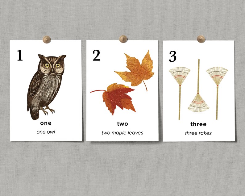 autumn nature number cards printable fall homeschool etsy