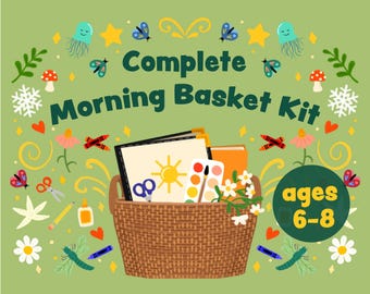 Kit completo de cesta matutina para niños de 6 a 8 años / Imprimibles para educación en casa / Páginas de actividades para preescolar y jardín de infantes