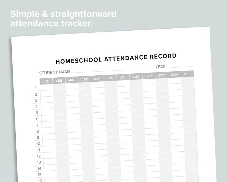 Homeschool Attendance Record Printable Page Homeschooler - Etsy