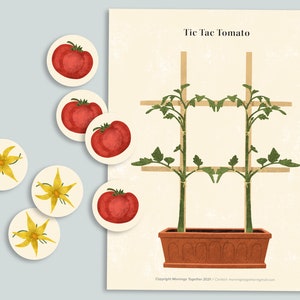 Tic Tac Tomato Game | Printable Activity | Preschool Nature Busy Book Pages | Homeschool Printables | Preschool Garden Games tic tac toe