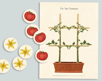 Tic Tac Tomato Game | Printable Activity | Preschool Nature Busy Book Pages | Homeschool Printables | Preschool Garden Games tic tac toe