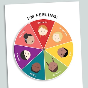 Emotions Spinner Wheel Printable | Feelings Flash Cards | Preschool Morning Basket | Homeschool Printables | Diversity for kids Circle Time