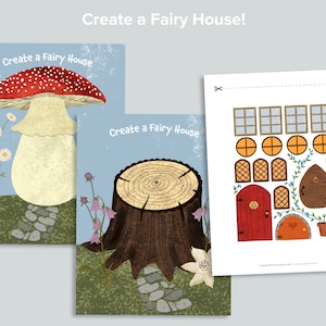 Create a Fairy House Activity | Mushroom Toadstool Nature Shape Busy Book Pages | Homeschool Printables | Preschool Printable Activities