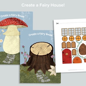 Crea un&#39;attività per la casa delle fate / Fungo fungo velenoso Forma della natura Pagine di libri impegnativi / Stampabili per la scuola materna / Attività stampabili per la scuola materna