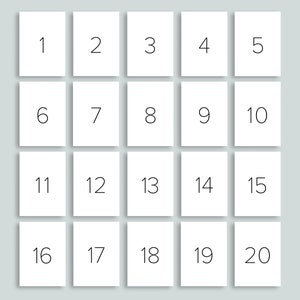 Zahlenkarten 1-20 Printable | Vorschule Homeschool Klassenzimmer | Mathe Zählen Minimalistisch 123 Karteikarten Gedruckte Zahlen Eins Zehn Zwanzig