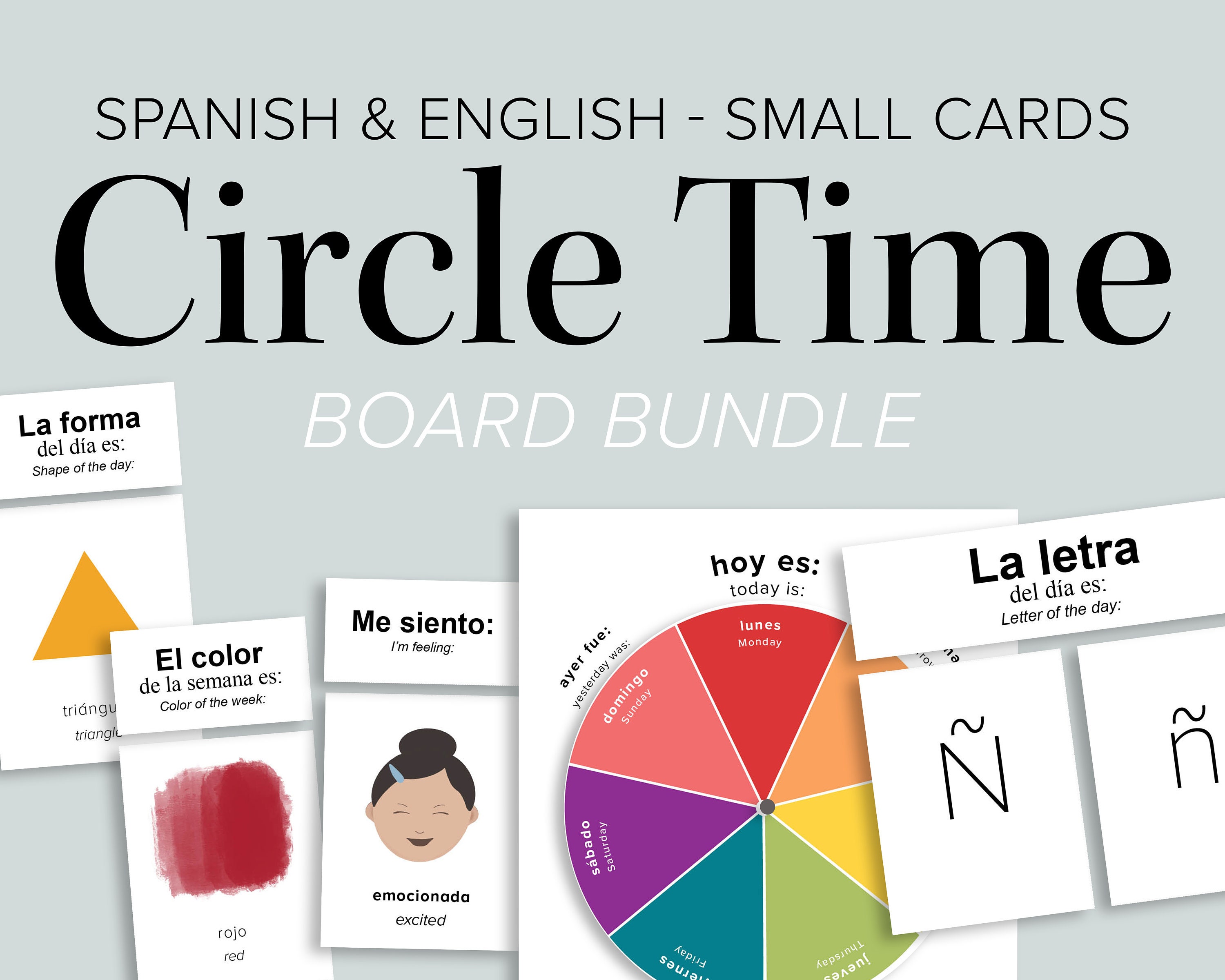 Paquete de tableros de tiempo en círculo para preescolares en español e ...