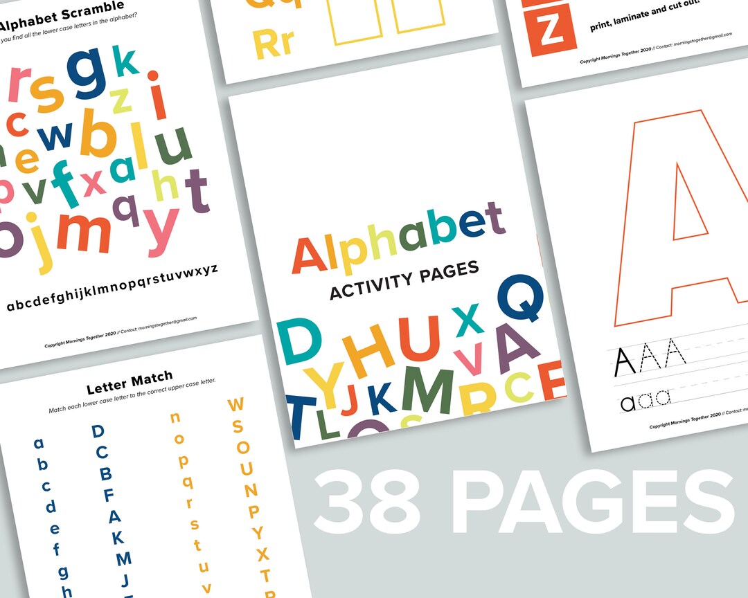 ABC Activity Pages Printable Alphabet Match Quiet Busy Book Tracing ...