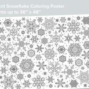 Giant Snowflake Coloring Poster | Nature Homeschool Printables | Black and White Large Coloring Pages | Winter Snow Activity