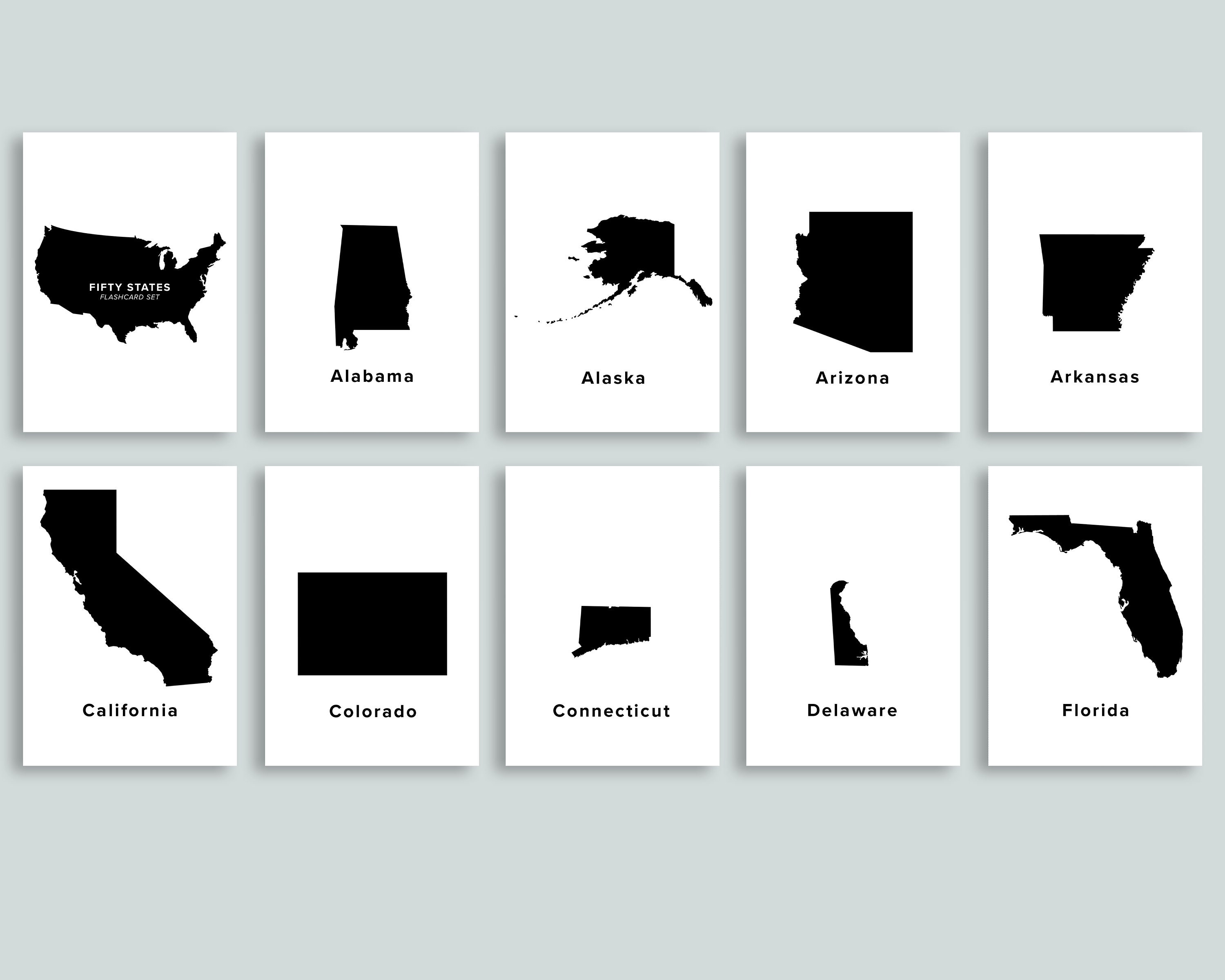 USA Flashcards Printable Homeschool Printables Minimalist - Etsy