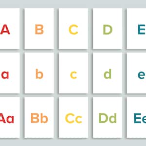 ABC-flashcards afdrukbaar in kleur | Alfabet regenboogkleuren voor kinderen | Modern ABC Letter Preschool Homeschool klaslokaal Letters Flash-kaart