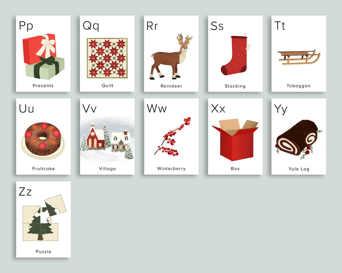 Christmas ABC Cards Printable Homeschool Printables - Etsy