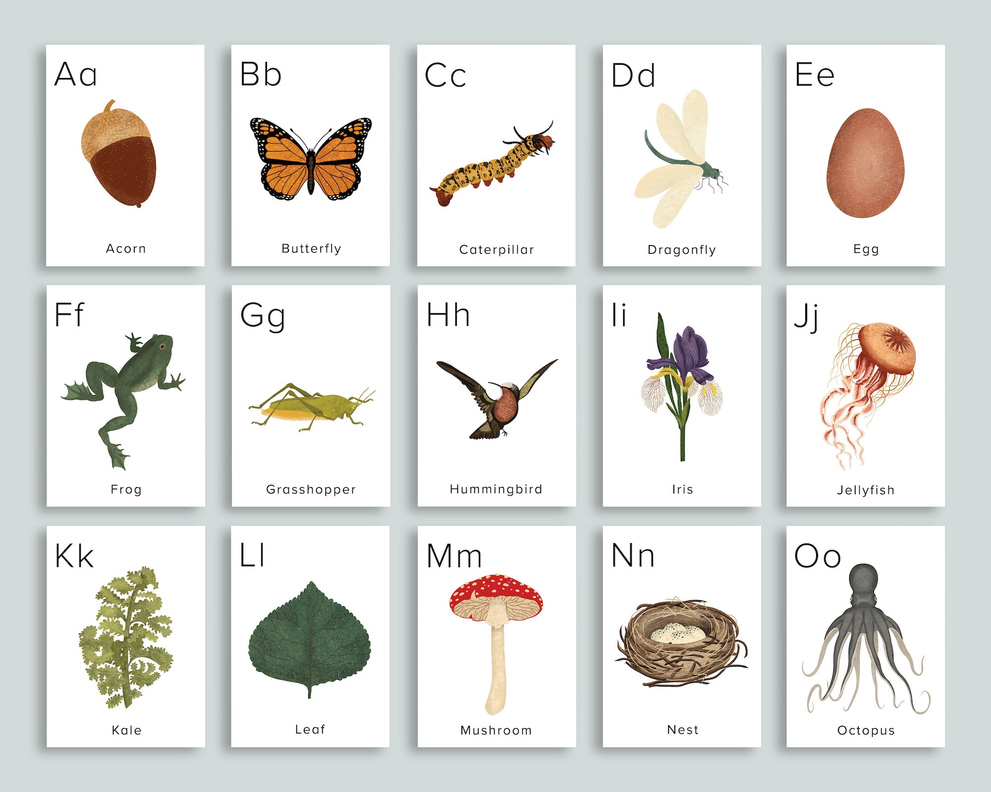Nature ABC Cards Printable Homeschool Printables Preschool Etsy Canada