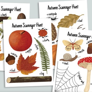 Autumn Nature Scavenger Hunt Printable Fall Homeschool Printables Backyard Search Woodland Outdoor Birthday Kid's Party Activity image 1