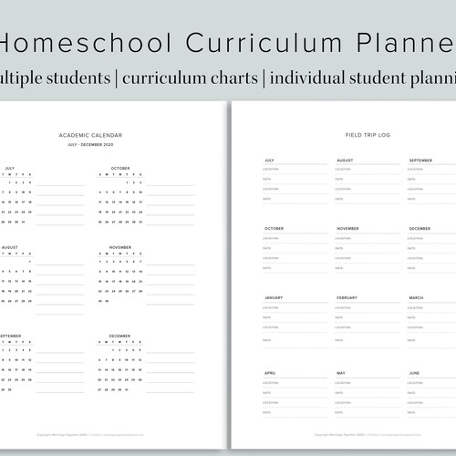 Homeschool Curriculum Planner Printable Minimalist Teacher | Etsy
