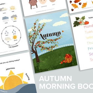 Herbst Vorschule Kreis Zeit Morgen Menü Buch | Druckbare Kalender Seiten | Homeschool Printables Naturgedichte Poesie Tea Time