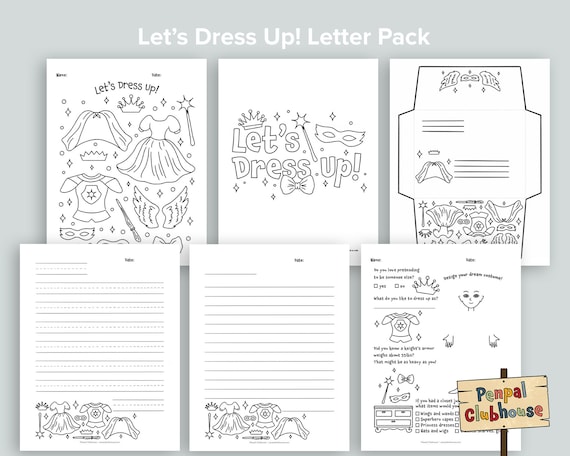 Let's Dress up Writing Activity for Kids Letter Pack - Etsy