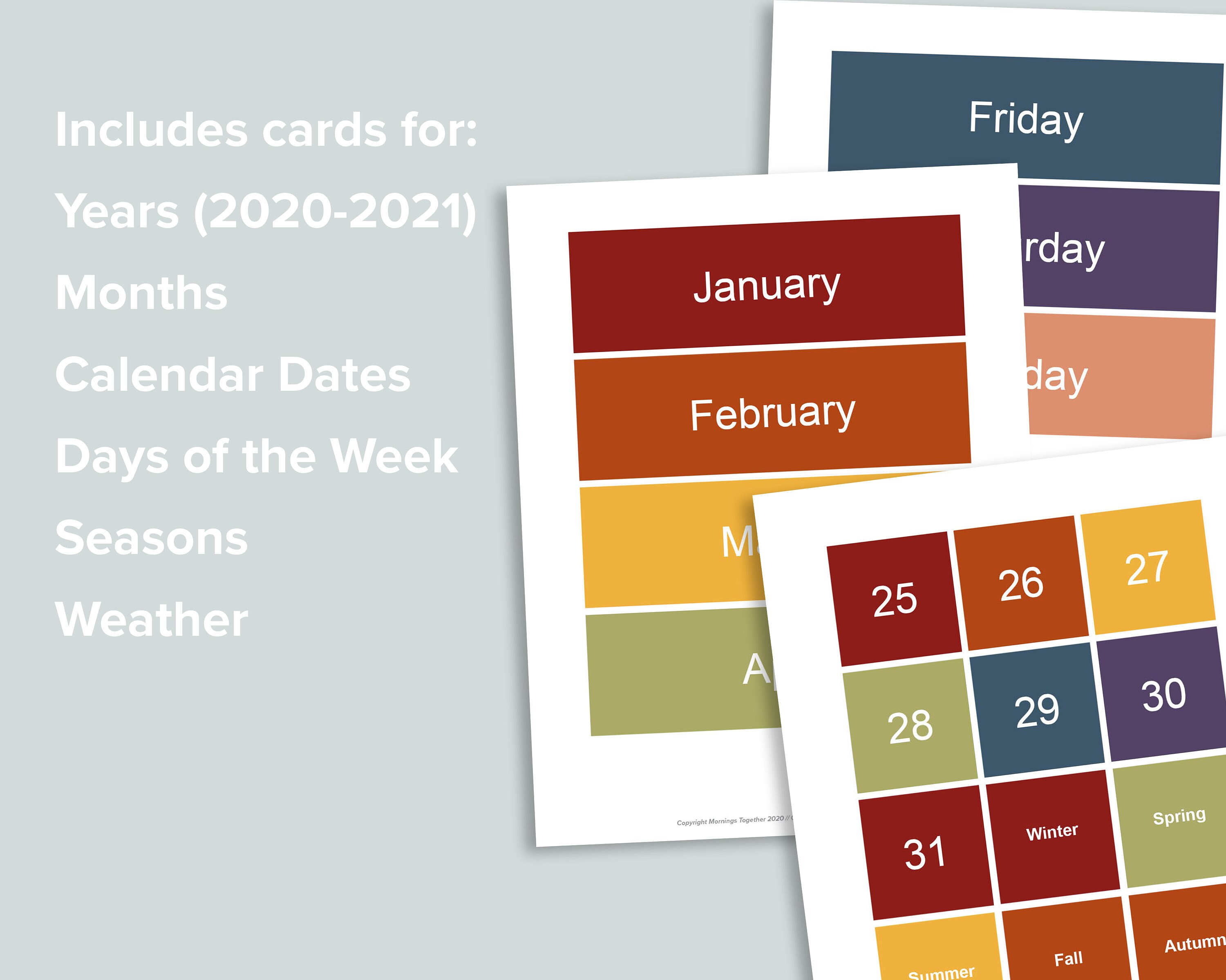 Large Preschool Calendar Board Printable Pages Perpetual Etsy