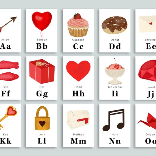 Valentine ABC Cards Printable Valentine's Day Alphabet - Etsy