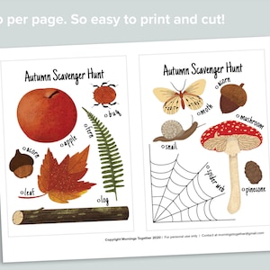 Autumn Nature Scavenger Hunt Printable Fall Homeschool Printables Backyard Search Woodland Outdoor Birthday Kid's Party Activity image 2